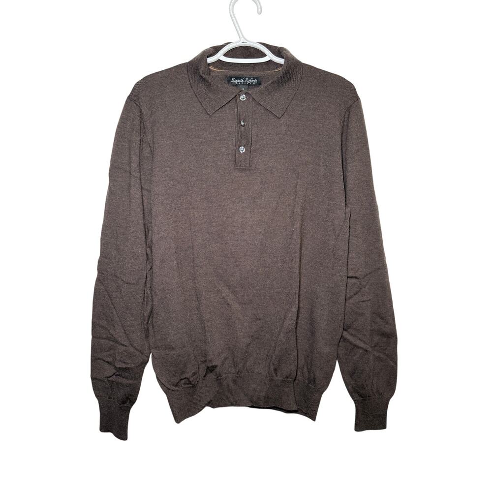 Kenneth‎ Roberts Platinum 100% wool henley sweater mens medium preppy old money